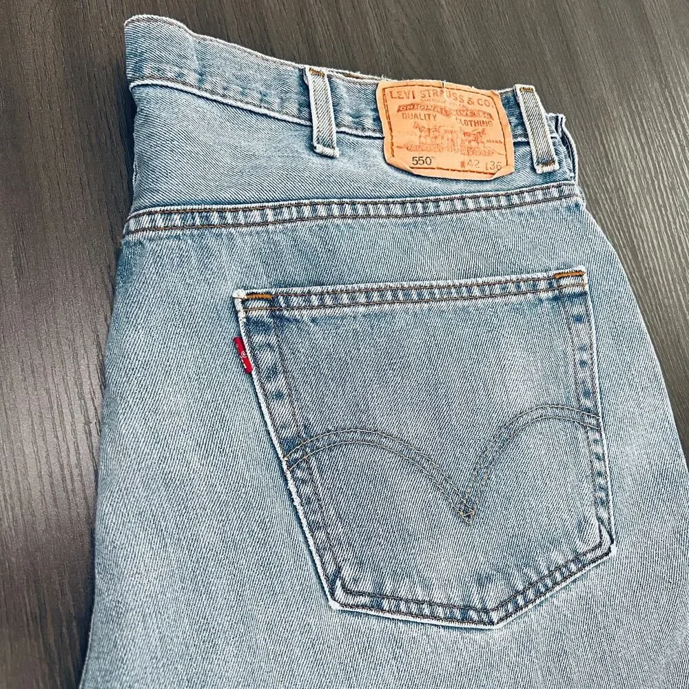 Levi's 550 Jeans Men's 42X36 Blue Relaxed Fit Straight Leg Work Pants Denim